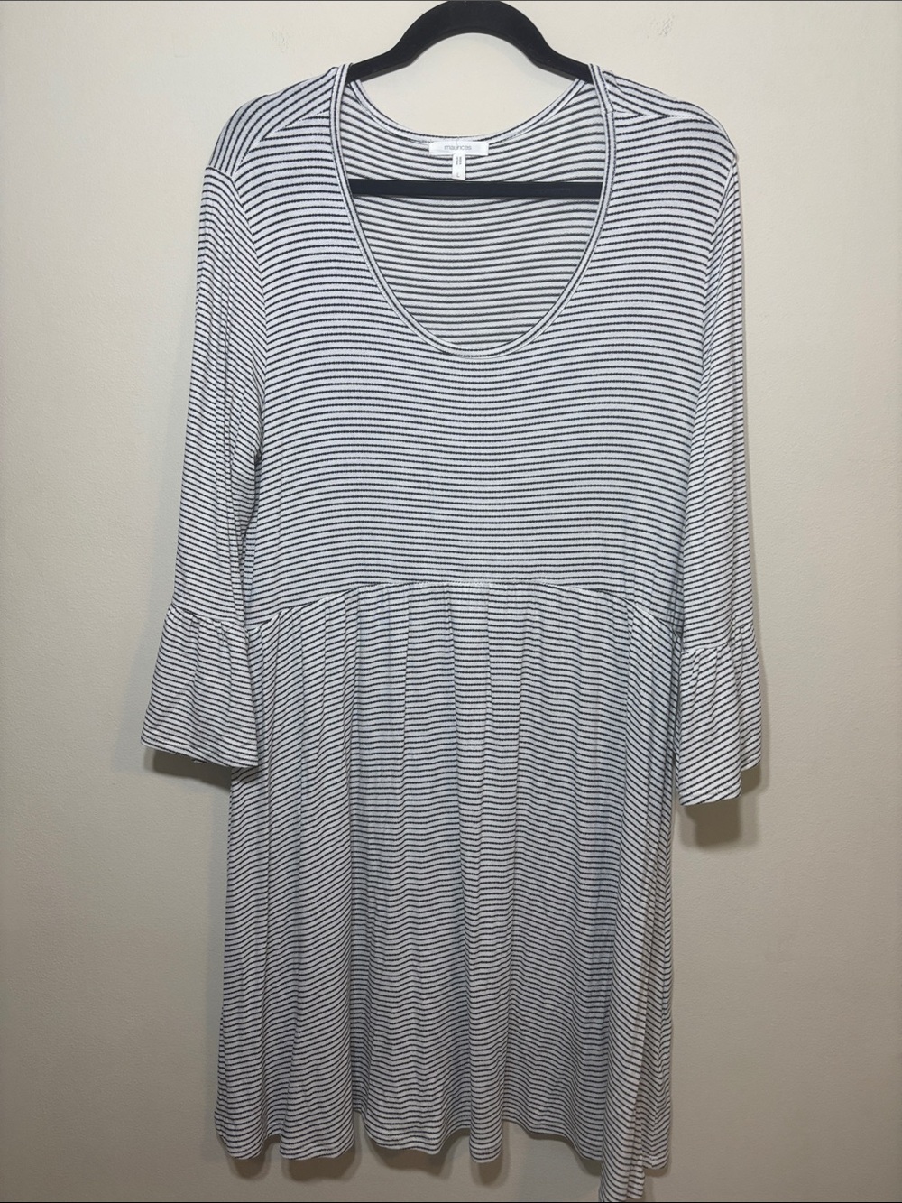 Maurices Black & White Striped Scoop-Neck Babydoll Dress